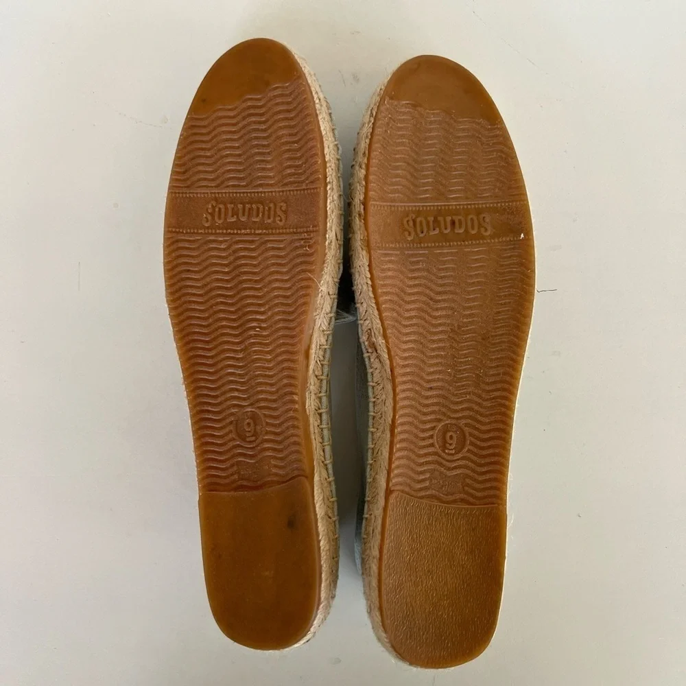 Soludos Flamingos Embroidered Espadrille Smoking Slipper, Light Blue, 9